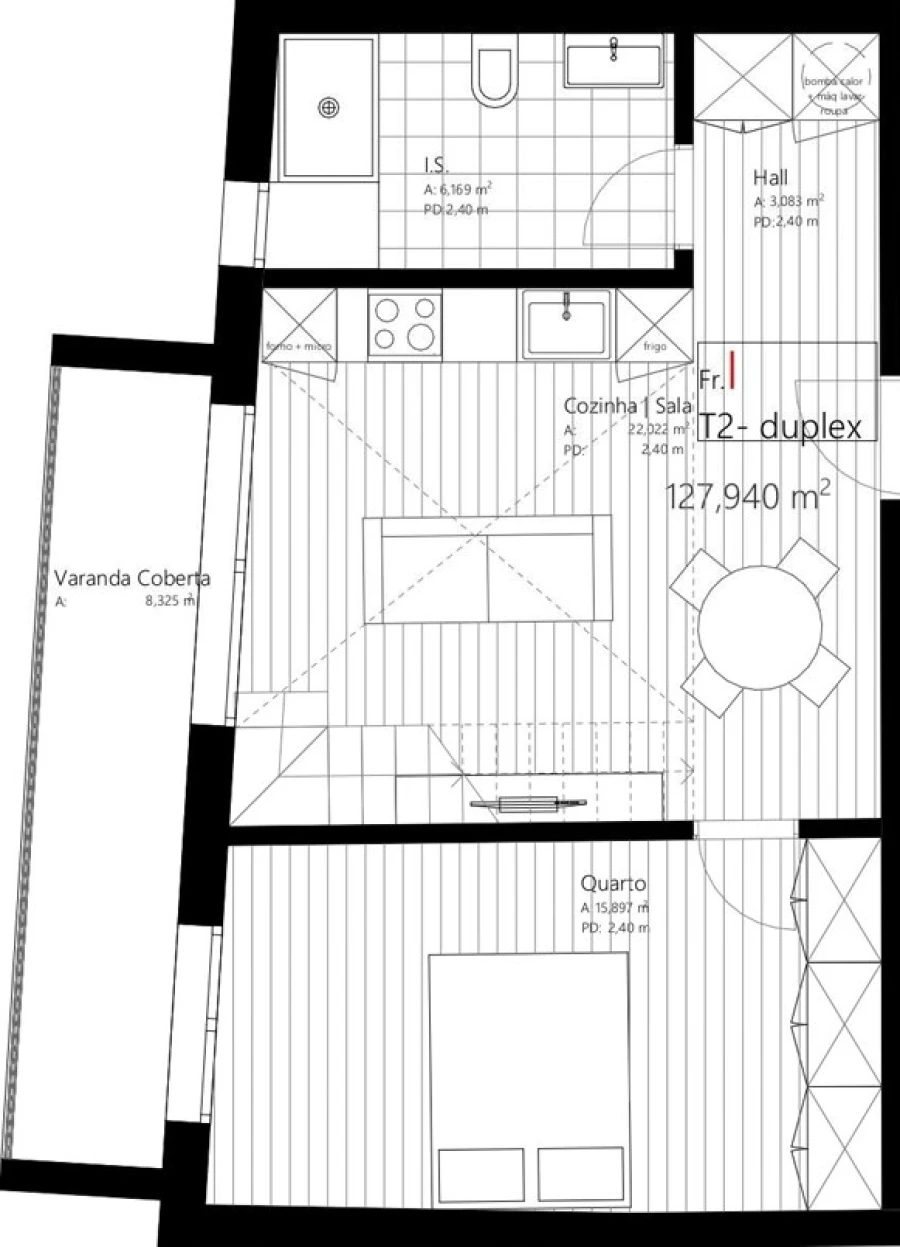 Apartamento T1 para Venda em Viseu Planta 1
