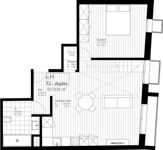 Apartamento T1 para Venda em Viseu Planta 1