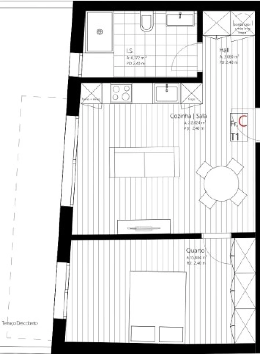 Apartamento T1 para Venda em Viseu Planta 1