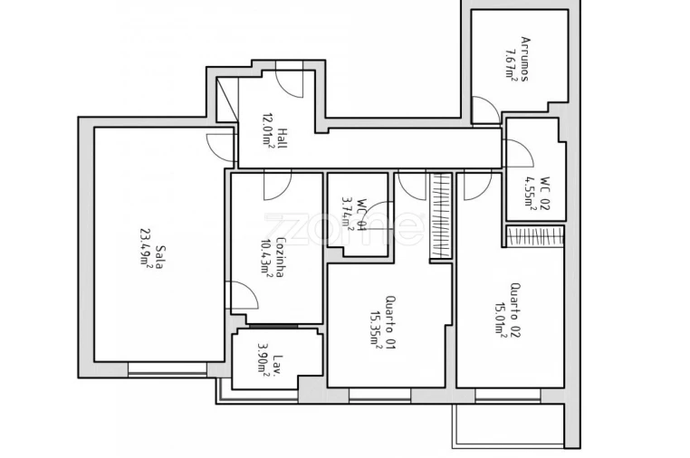Apartamento T3 para Venda em Castêlo da Maia Planta 1
