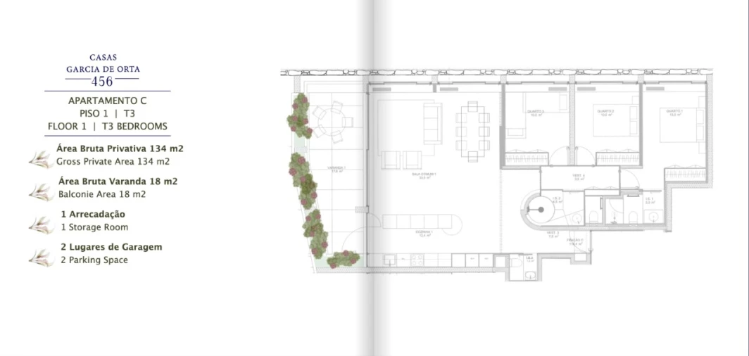 Apartamento T3 para Venda em Aldoar, Foz do Douro e Nevogilde Planta 1