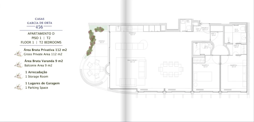 Apartamento T2 para Venda em Aldoar, Foz do Douro e Nevogilde Planta 1