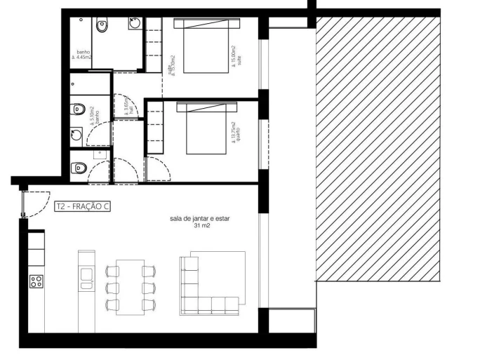 Apartamento T2 para Venda em Cervães Planta 1
