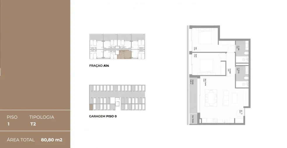 Apartamento T2 para Venda em Fânzeres e São Pedro da Cova Planta 1