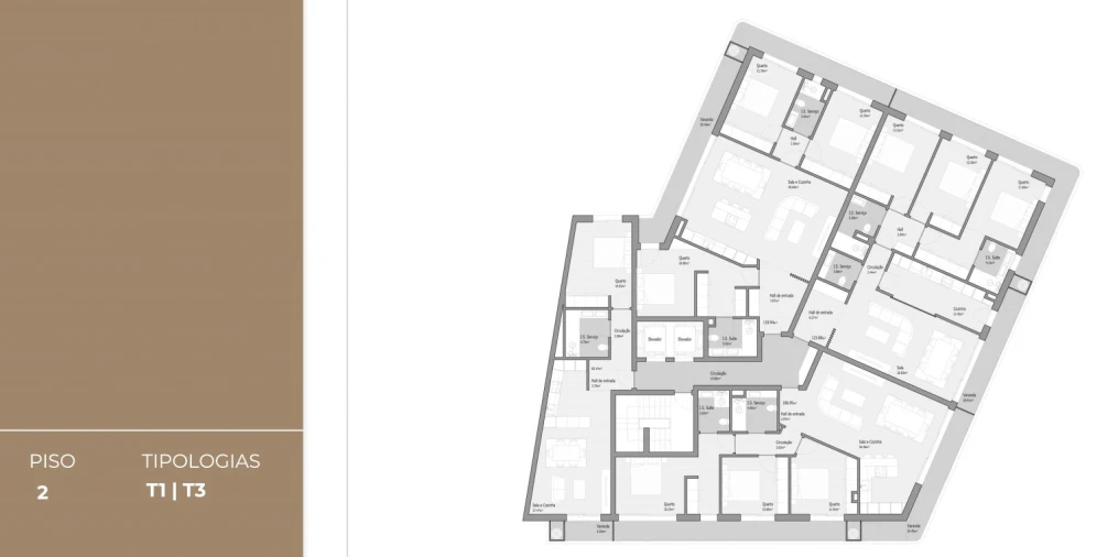 Apartamento T1 para Venda em Bougado (São Martinho e Santiago) Planta 2