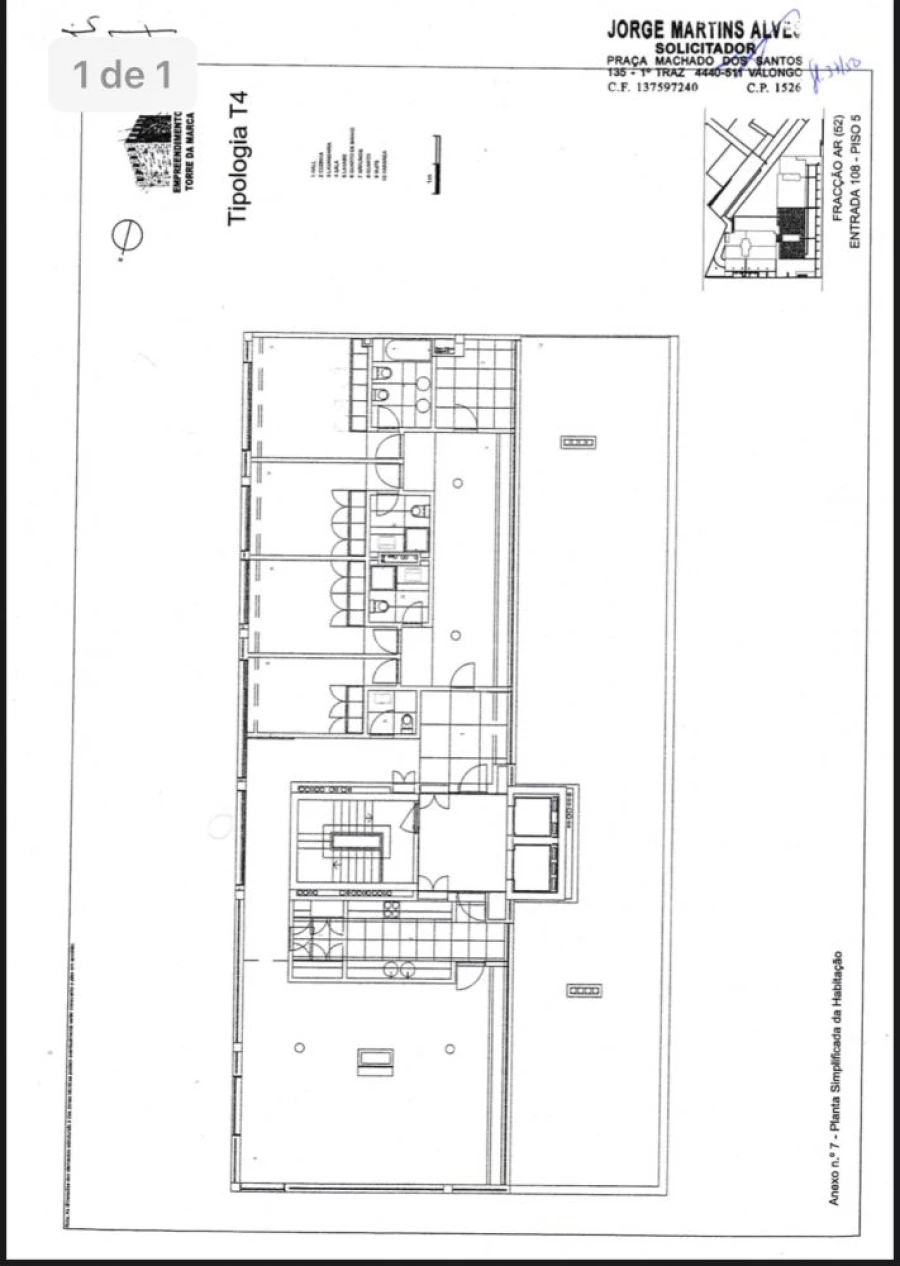 Apartamento T4 para Venda em Lordelo do Ouro e Massarelos Planta 1