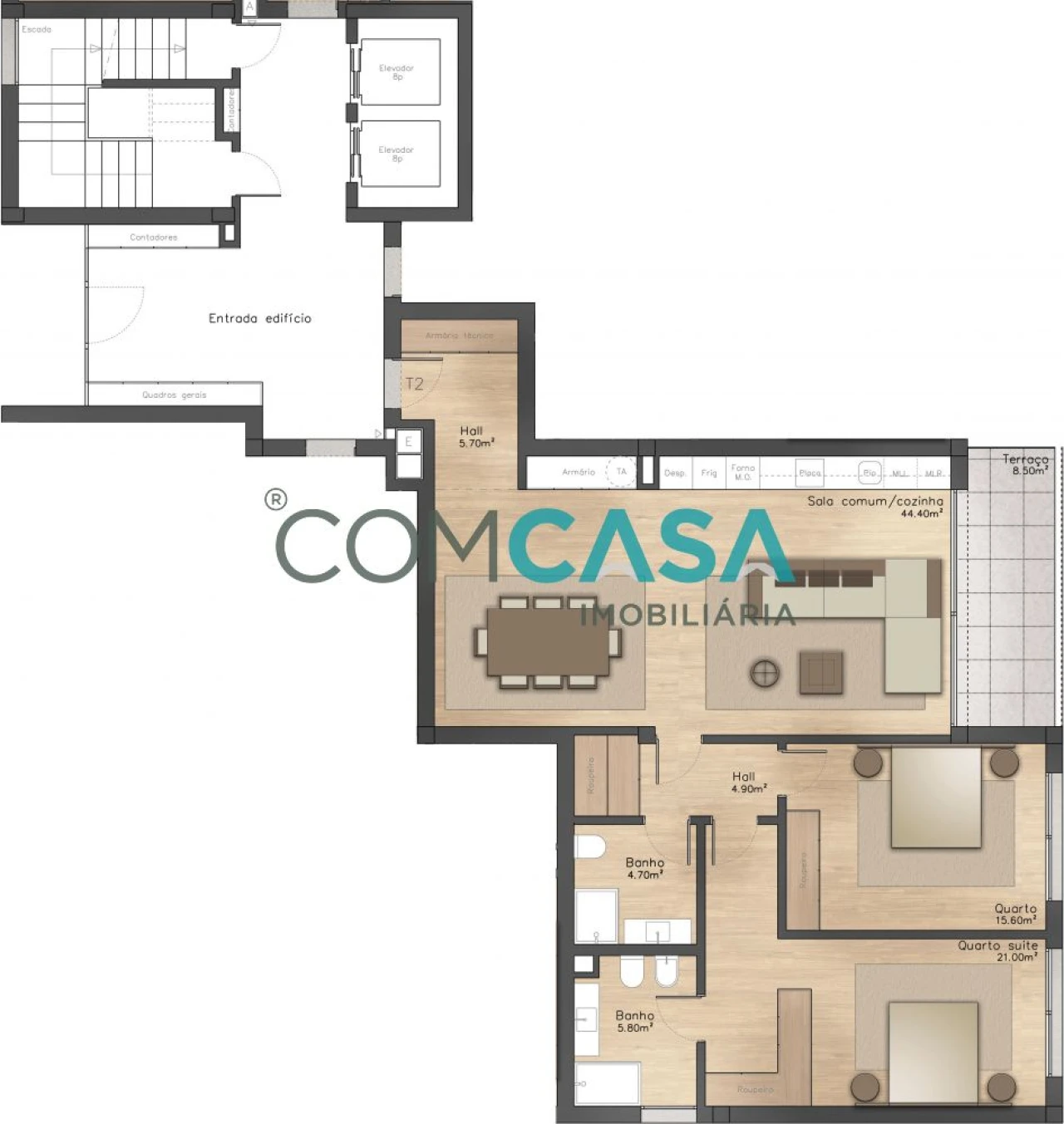 Apartamento T2 para Venda em Mafamude e Vilar do Paraíso Foto 12