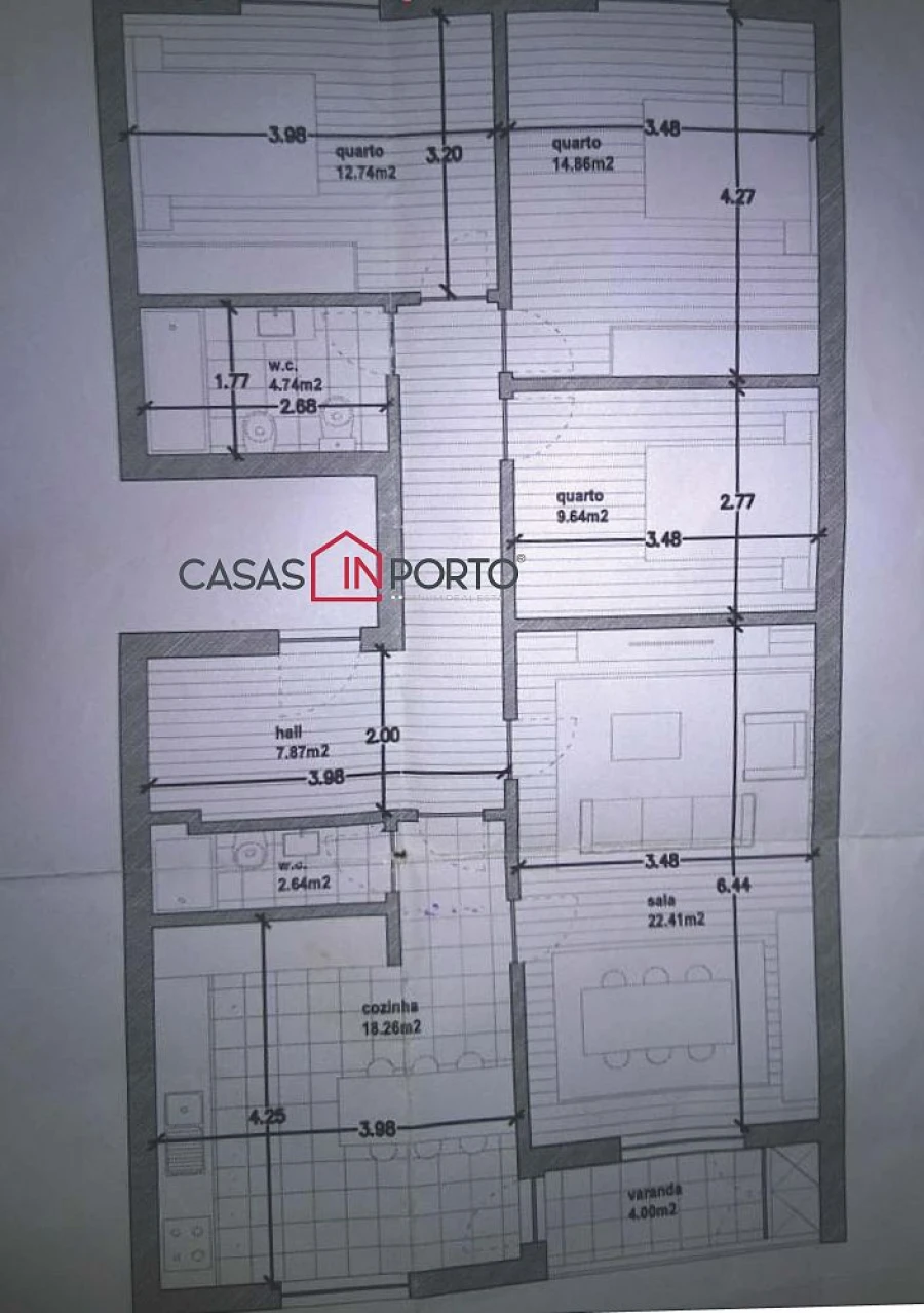 Apartamento T3 para Venda em Santa Marinha e São Pedro da Afurada Planta 1
