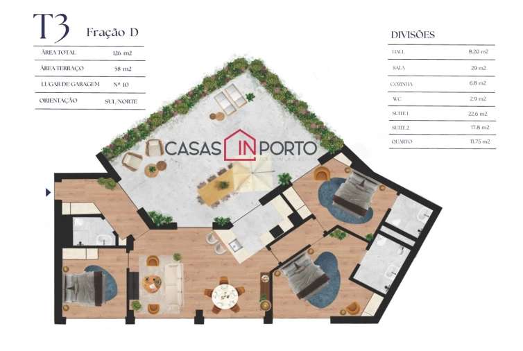 Apartamento T3 para Venda em Bonfim Planta 1