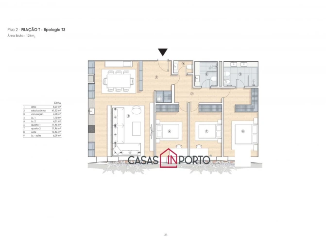 Apartamento T3 para Venda em Paranhos Planta 1