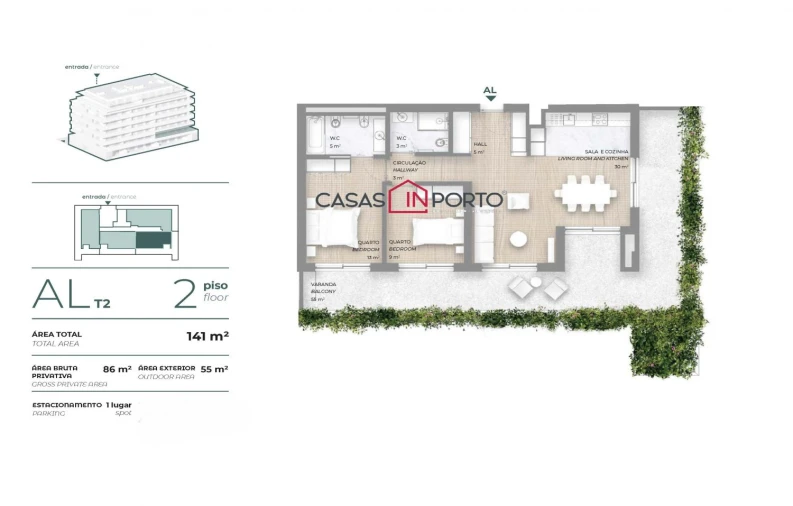 Apartamento T2 para Venda em Cidade da Maia Planta 1