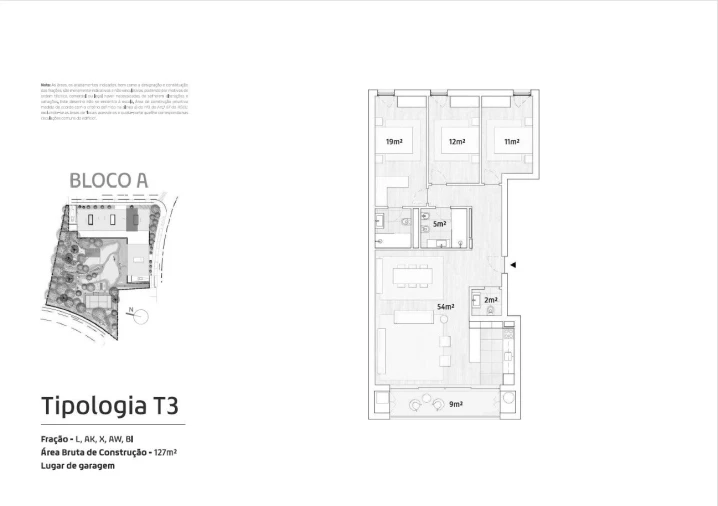 Apartamento T3 para Venda em Canidelo Planta 1
