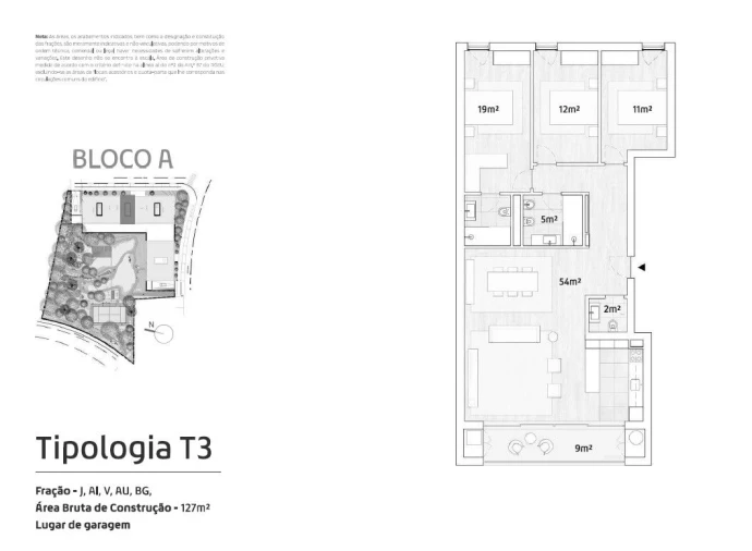 Apartamento T3 para Venda em Canidelo Planta 2