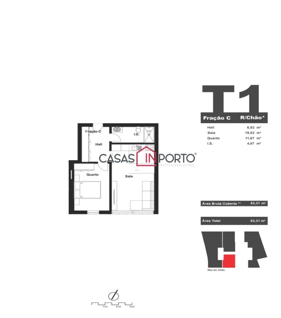 Apartamento T1 para Venda em Matosinhos e Leça da Palmeira Planta 1