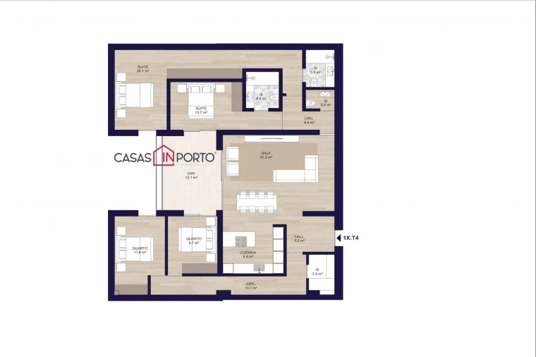 Apartamento T4 para Venda em Matosinhos e Leça da Palmeira Planta 1