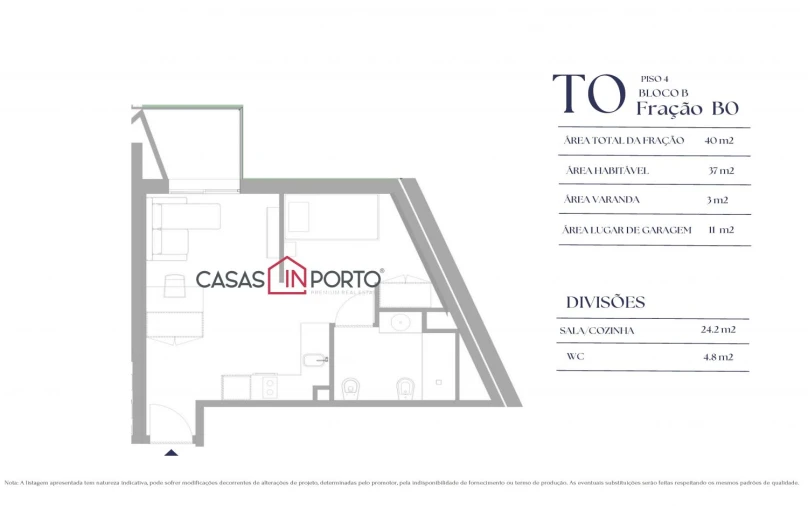 Apartamento T0 para Venda em Paranhos Planta 1