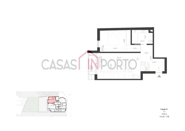Apartamento T1 para Venda em Paranhos Planta 1