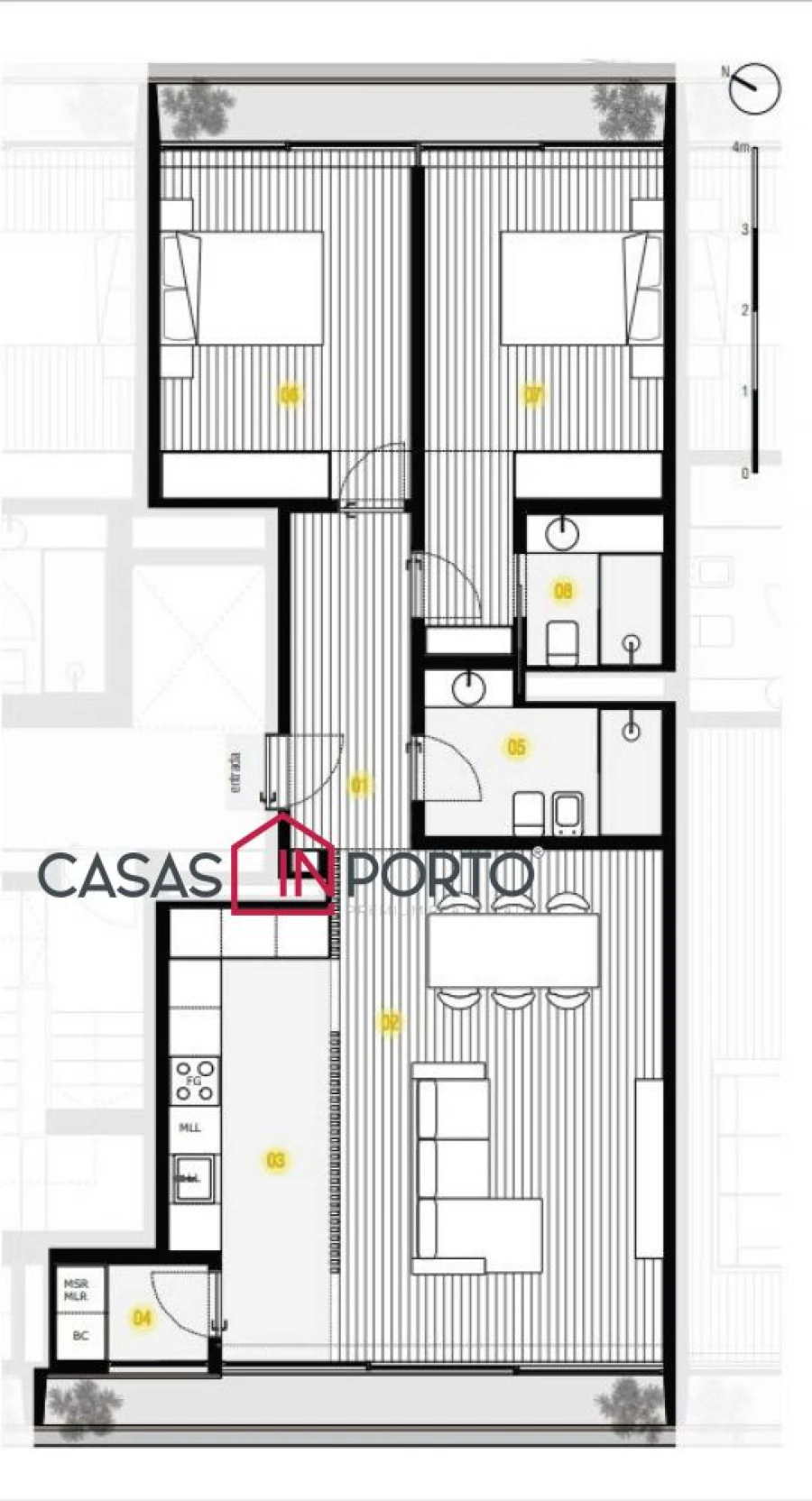 Apartamento T2 para Venda em Canidelo Planta 1