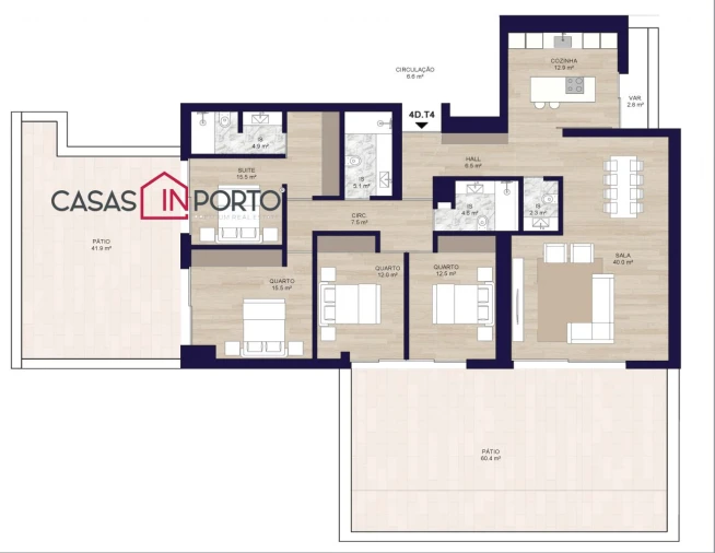 Apartamento T4 para Venda em Matosinhos e Leça da Palmeira Planta 1
