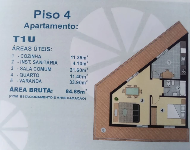 Apartamento T2 para Venda em Caniço Planta 3