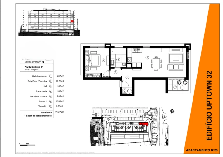 Apartamento T1 para Venda em São Martinho Planta 1