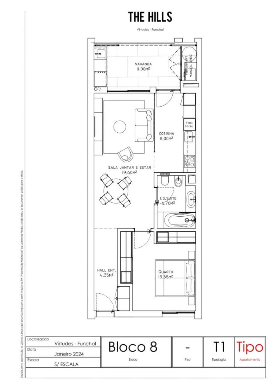 Apartamento T1 para Venda em São Martinho Planta 1