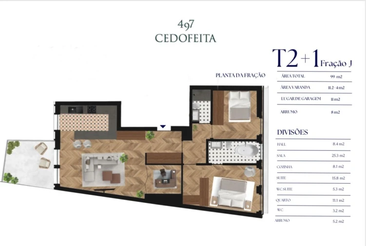 Apartamento T2 para Venda em Cedofeita, Santo Ildefonso, Sé, Miragaia, São Nicolau e Vitória Planta 1