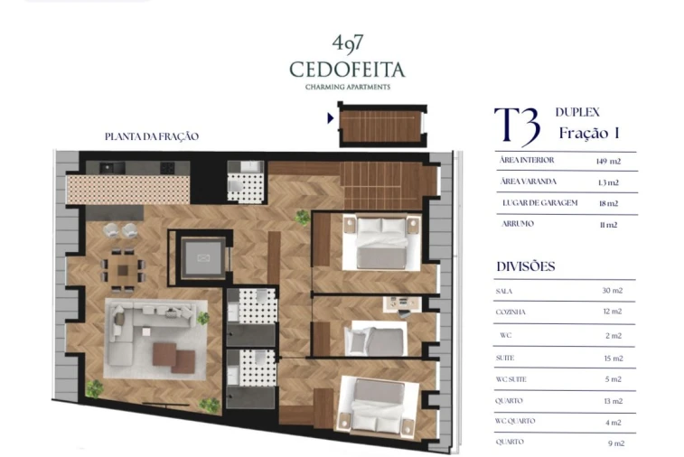 Apartamento T3 para Venda em Cedofeita, Santo Ildefonso, Sé, Miragaia, São Nicolau e Vitória Planta 1