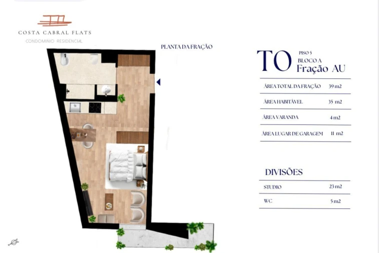 Apartamento T0 para Venda em Paranhos Planta 2