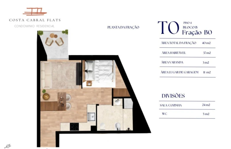 Apartamento T0 para Venda em Paranhos Planta 1