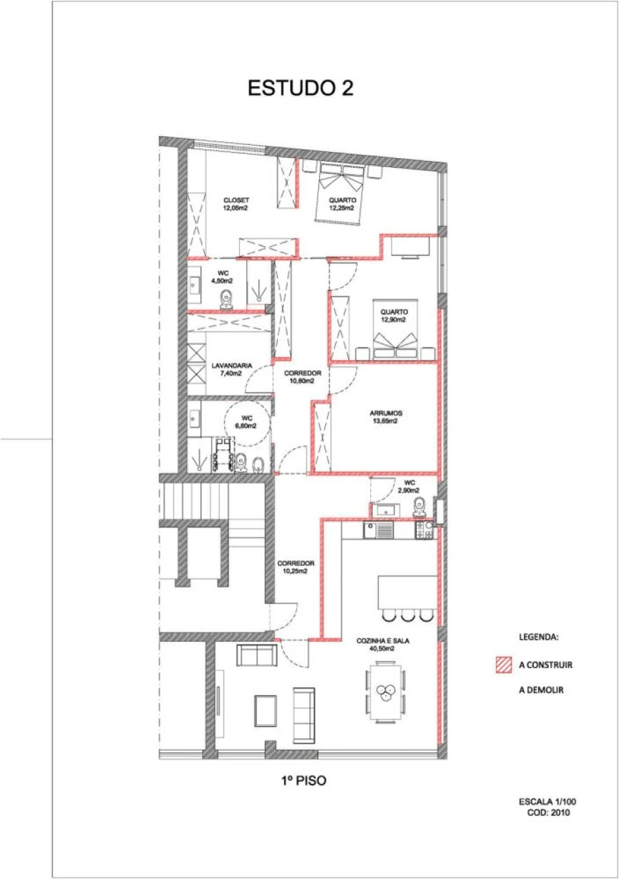 Apartamento T2 para Venda em Paços de Ferreira Planta 1