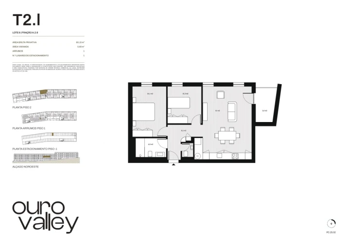 Apartamento T2 para Venda em Rio Tinto Planta 1