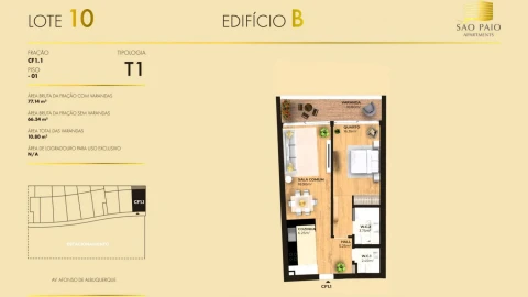 Apartamento T1 para Venda em Canidelo