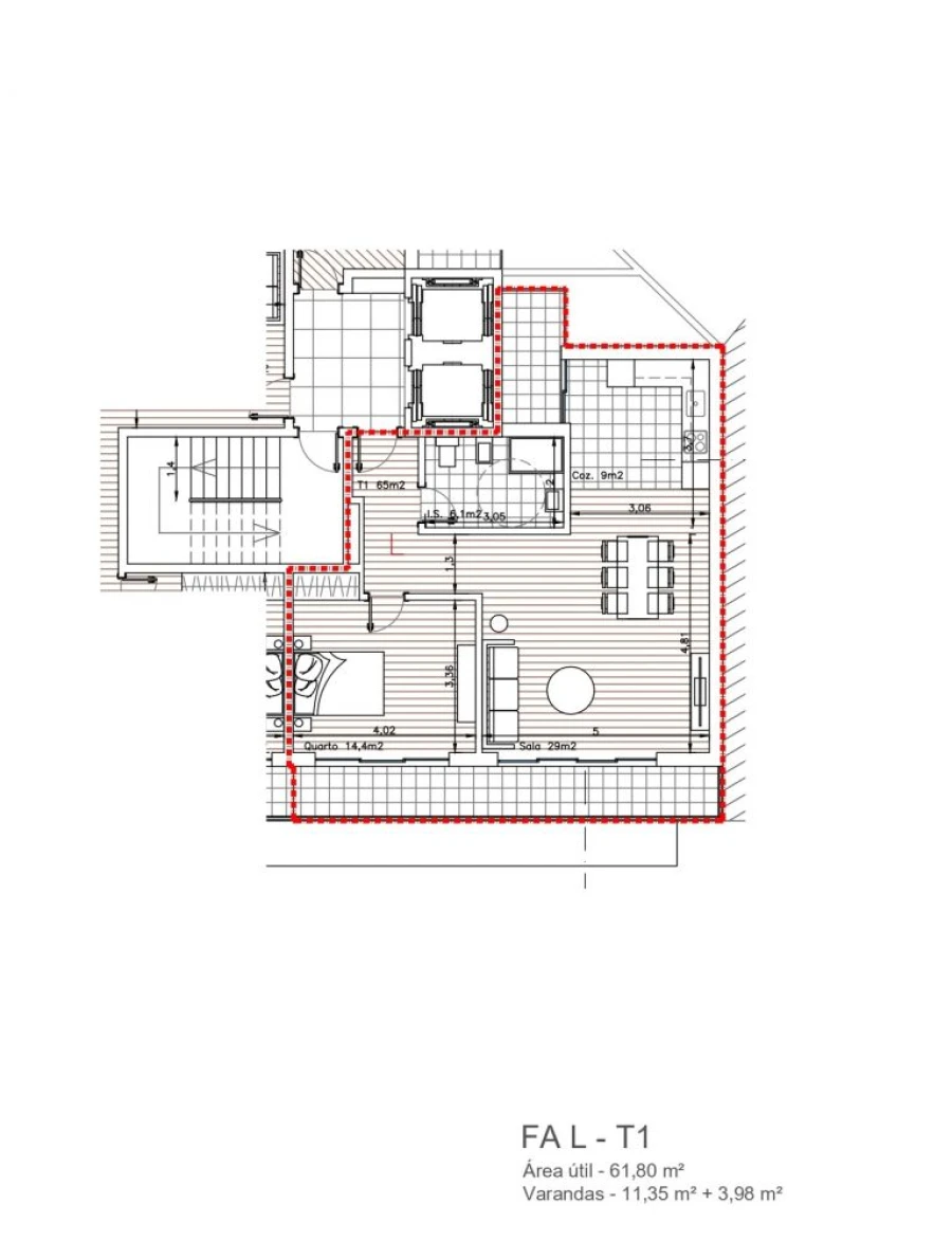 Apartamento T3 para Venda em Glória e Vera Cruz Planta 1