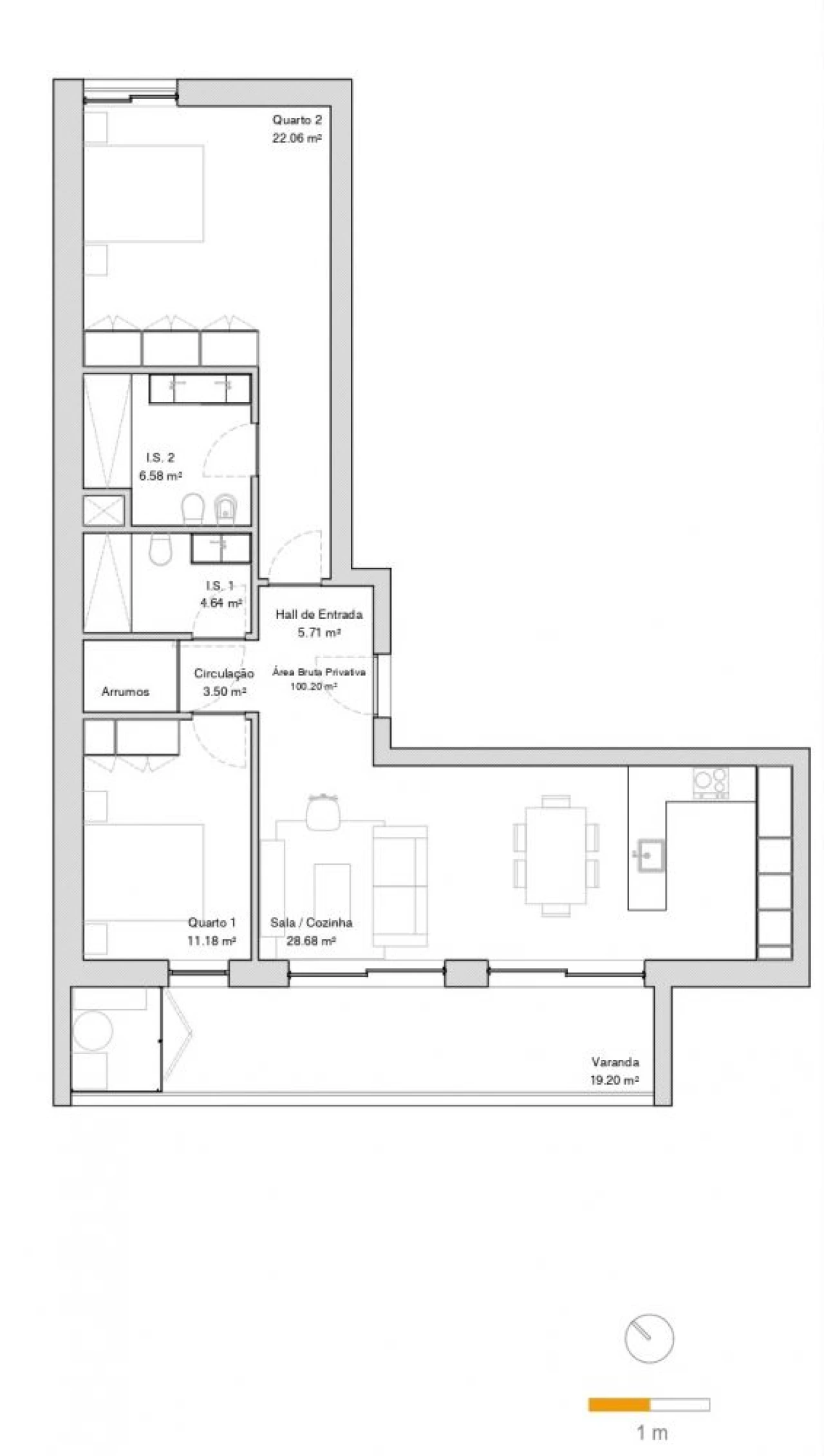 Apartamento T2 para Venda em Glória e Vera Cruz Planta 2