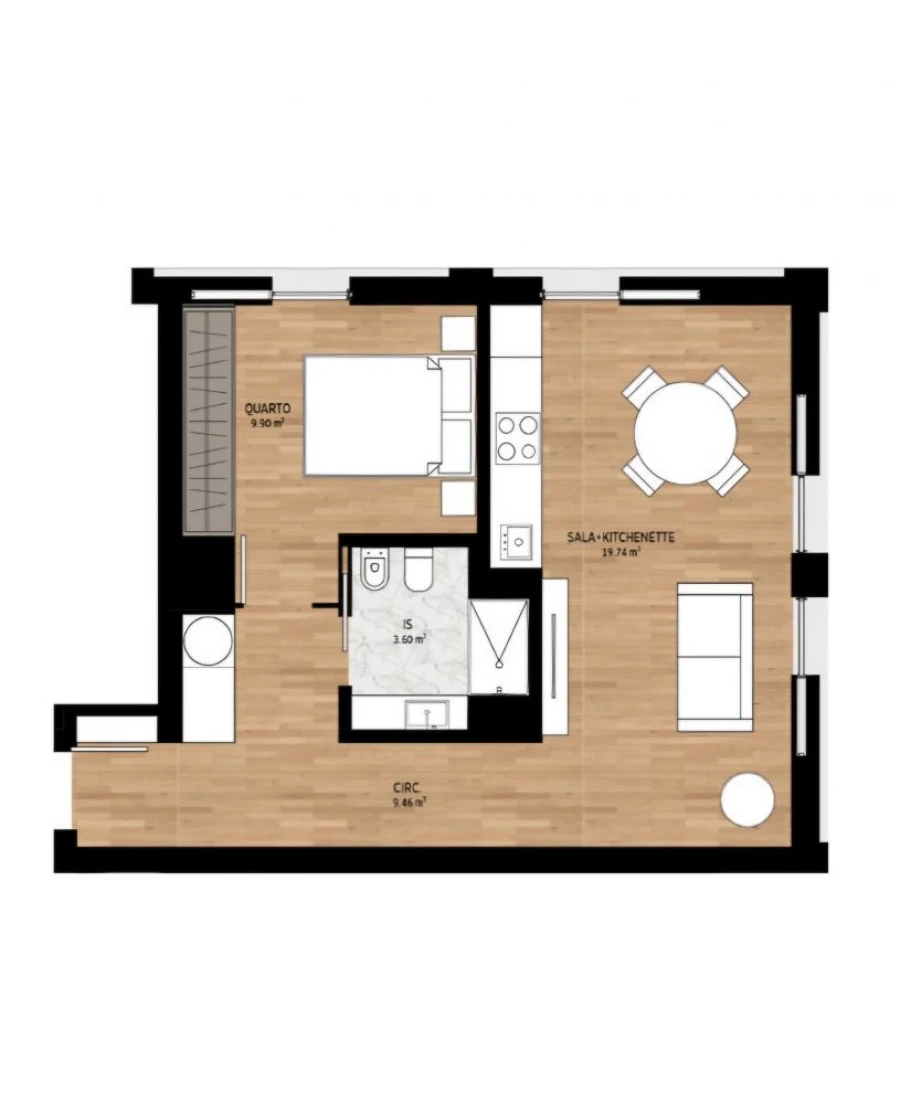 Apartamento T2 para Venda em Glória e Vera Cruz Planta 1