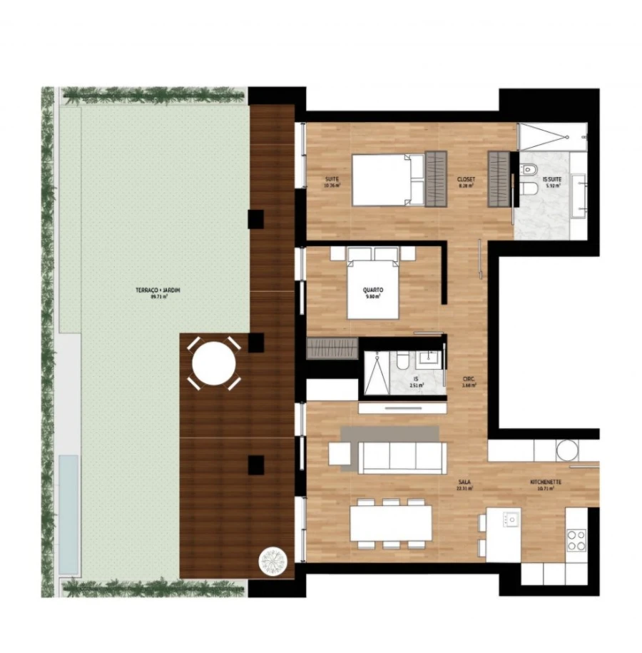 Apartamento T2 para Venda em Glória e Vera Cruz Planta 1
