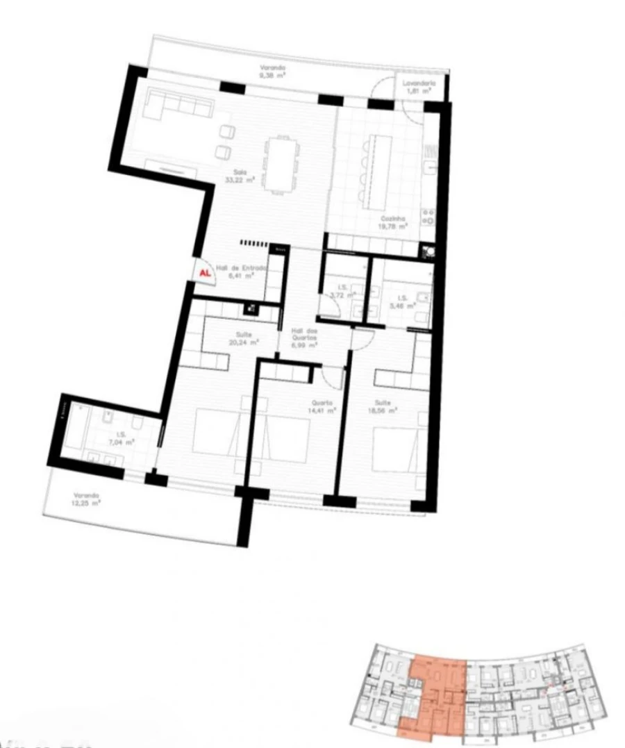 Apartamento T3 para Venda em Esgueira Planta 1