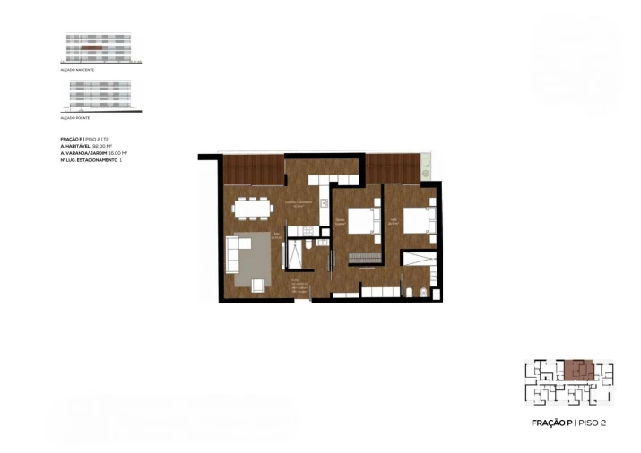 Apartamento T2 para Venda em São João da Madeira Planta 1