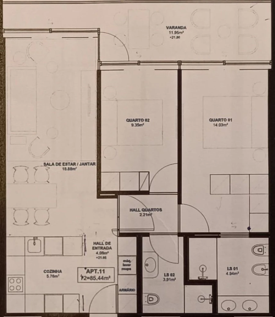 Apartamento T2 para Venda em Matosinhos e Leça da Palmeira Planta 1