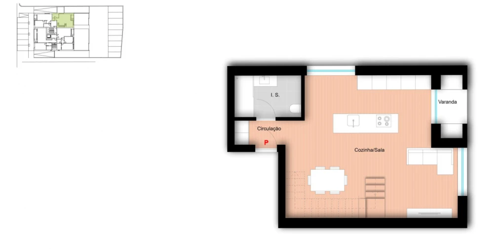 Apartamento T3 para Venda em Glória e Vera Cruz Planta 1