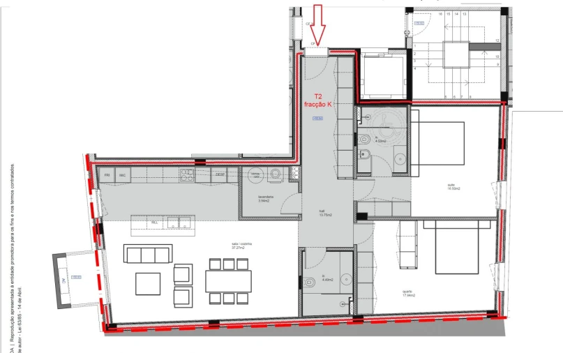 Apartamento T2 para Venda em São Bernardo Planta 2