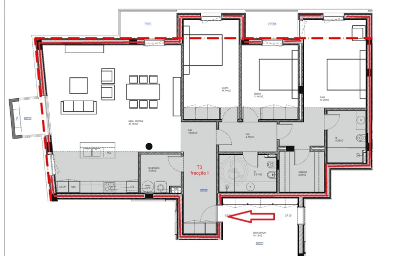 Apartamento T3 para Venda em São Bernardo Planta 1