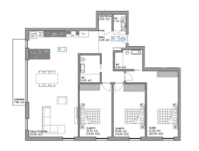 Apartamento T3 para Venda em Esgueira Planta 1