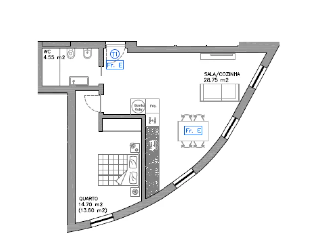 Apartamento T1 para Venda em Esgueira Planta 1