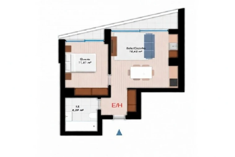 Apartamento T1 para Venda em Glória e Vera Cruz Planta 1