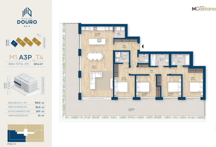 Apartamento T4 para Venda em Santa Marinha e São Pedro da Afurada Planta 1