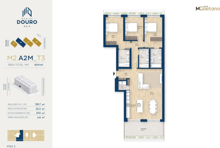 Apartamento T3 para Venda em Santa Marinha e São Pedro da Afurada Planta 1