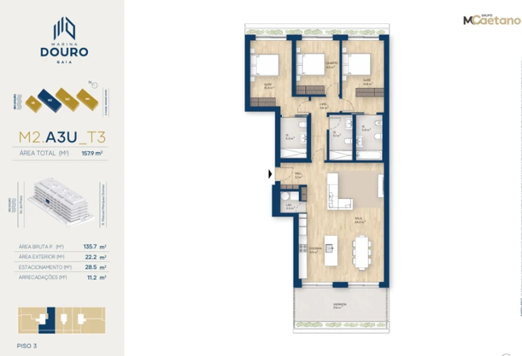 Apartamento T3 para Venda em Santa Marinha e São Pedro da Afurada Planta 1