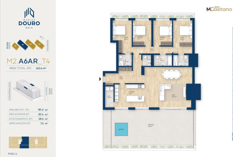 Apartamento T4 para Venda em Santa Marinha e São Pedro da Afurada Planta 1